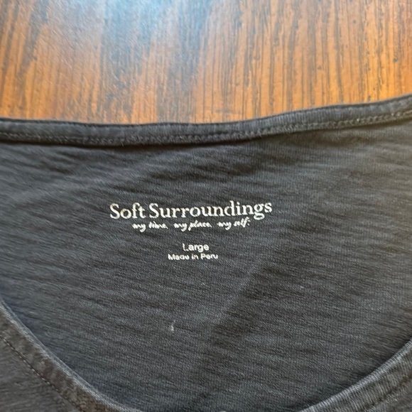 Soft Surroundings Women’s Gray Boxy Cuffed Sleeve Blouse Size Large - Picture 3 of 6